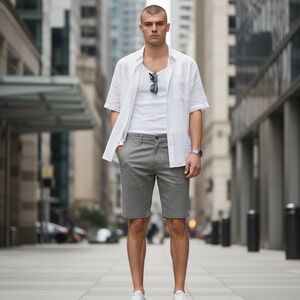 Volcom Mens Gray Flat Front Chino Shorts Size‎ 32 Casual Summer